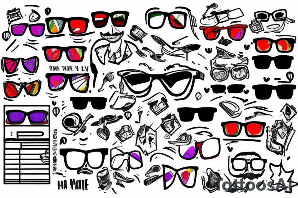 guy in a suit and colorful glasses tattoo idea
