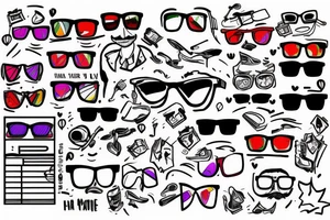 guy in a suit and colorful glasses tattoo idea