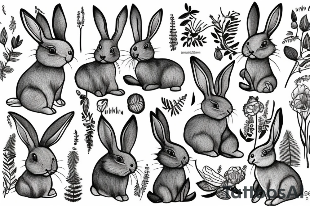 bunny in forest tattoo idea
