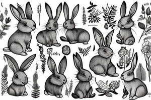 bunny in forest tattoo idea