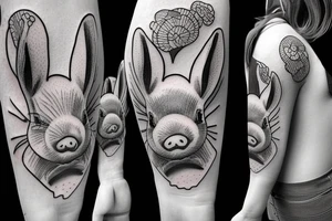 bunny and pig fight tattoo idea