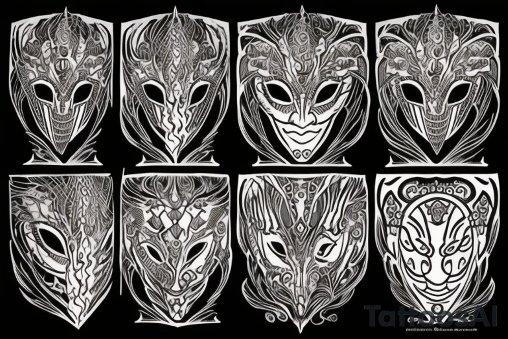 The goddess of fire from dark souls, fiery hair and a mask with patterns. tattoo idea