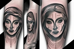 Face inside a square box on hand tattoo idea