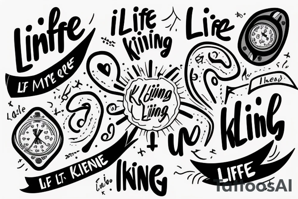 Cardio line with text "life is killing me" tattoo idea