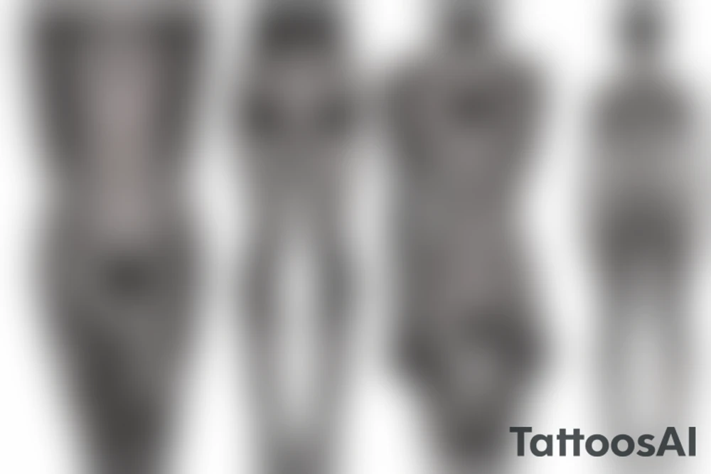 Cute tattoed psychodelic skinny girl tattoo idea