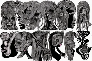 Cute tattoed psychodelic skinny girl tattoo idea