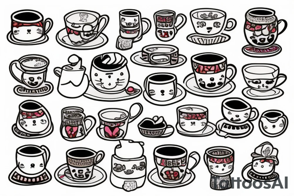 cup of tea and cookie with a cat tattoo idea