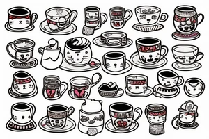 cup of tea and cookie with a cat tattoo idea