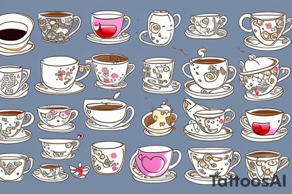 cup of tea and cookie with a cat tattoo idea
