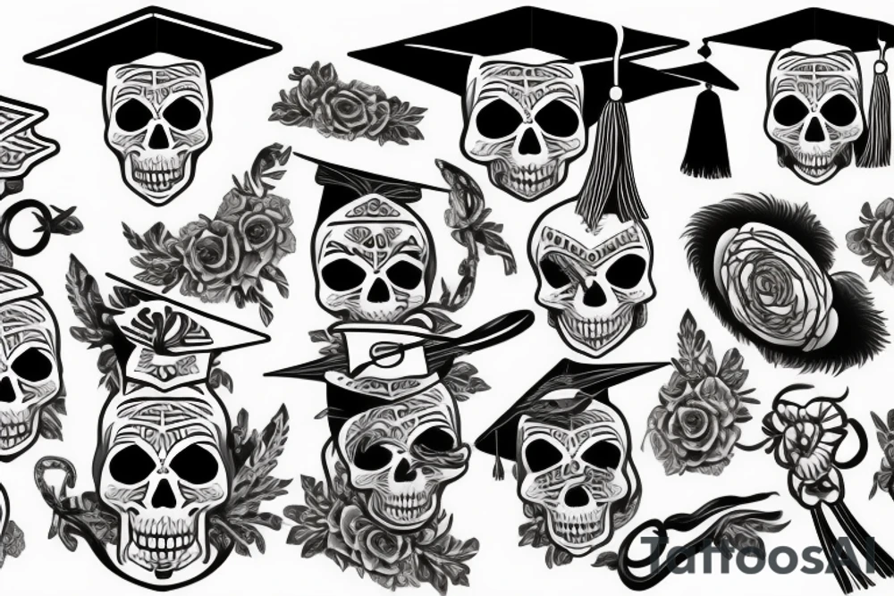 skull with graduation cap tattoo idea