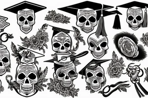 skull with graduation cap tattoo idea