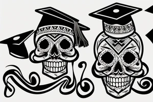 skull with graduation cap tattoo idea