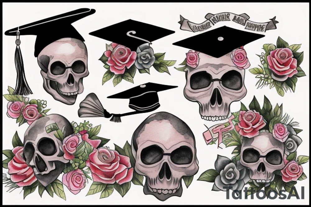 skull with graduation cap tattoo idea