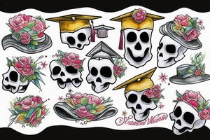 skull with graduation cap tattoo idea