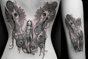 Cute tattoed psychodelic skinny girl tattoo idea
