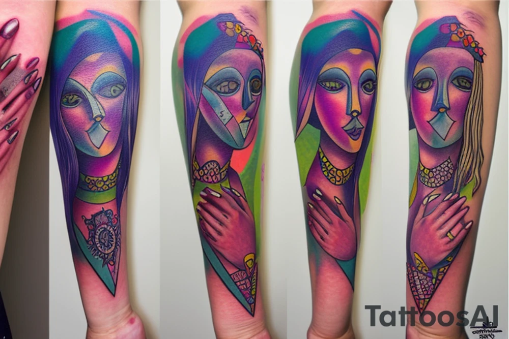 Cute tattoed psychodelic skinny girl tattoo idea