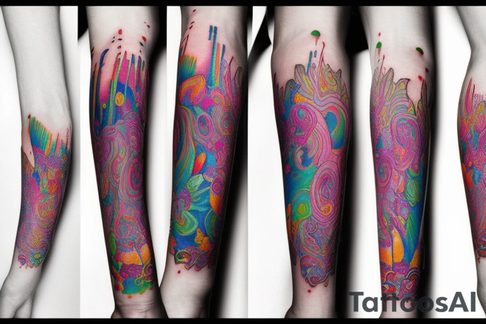 Cute tattoed psychodelic skinny girl tattoo idea