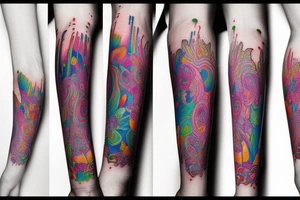Cute tattoed psychodelic skinny girl tattoo idea