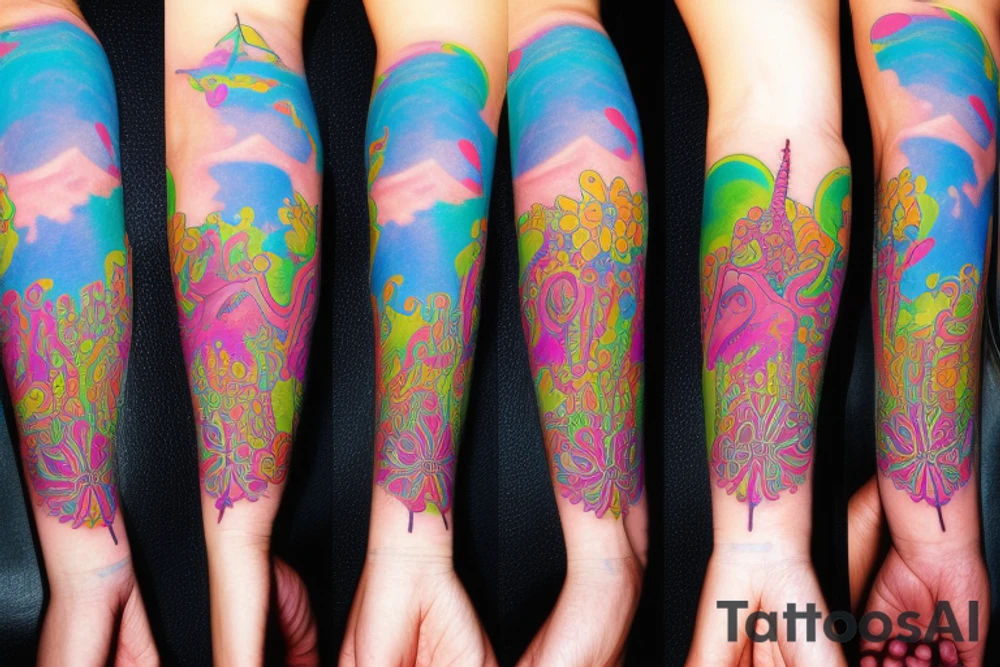 Cute tattoed psychodelic skinny girl tattoo idea