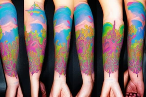 Cute tattoed psychodelic skinny girl tattoo idea