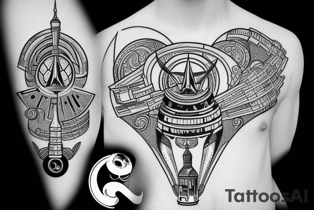 Russian rocket with spartak moscow logo tattoo idea