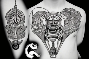 Russian rocket with spartak moscow logo tattoo idea