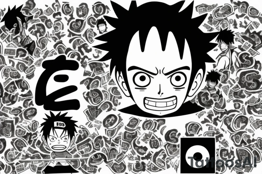 Money D. Luffy with sharingan tattoo idea
