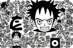 Money D. Luffy with sharingan tattoo idea