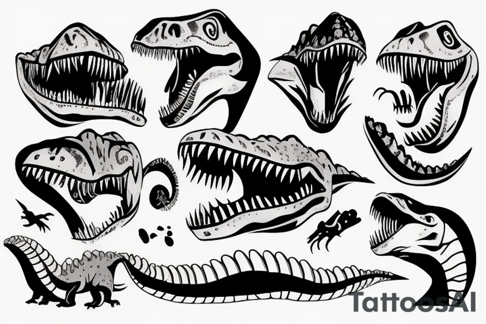 Cartoon dinosaur eating yogurt tattoo idea