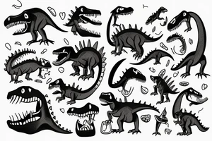 Cartoon dinosaur eating yogurt tattoo idea