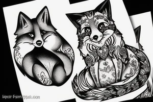 fat cat and fox tattoo idea