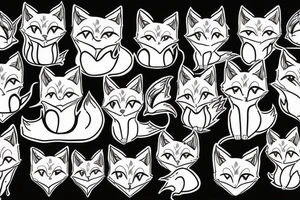 fat cat and fox tattoo idea