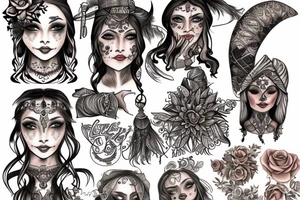 Gypsy witch with peach tattoo idea