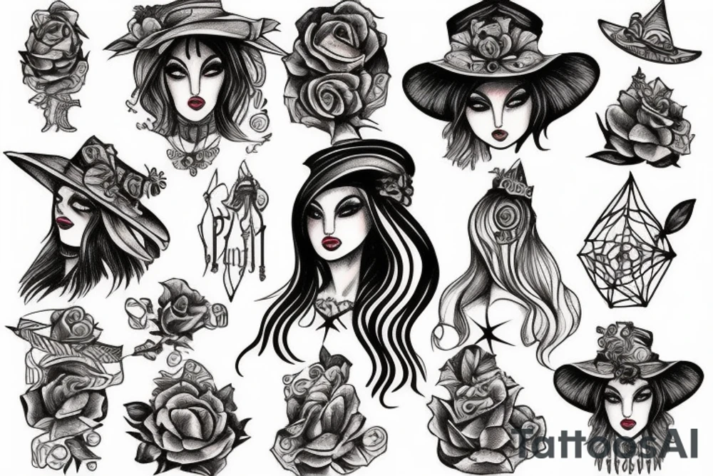 Gypsy witch with peach tattoo idea