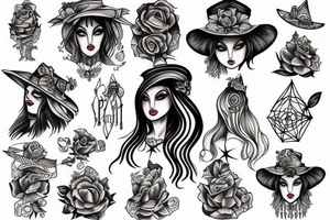 Gypsy witch with peach tattoo idea