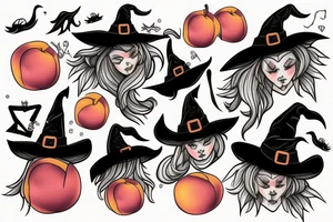 witch with peach tattoo idea