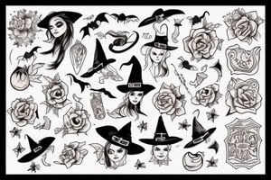 witch with peach tattoo idea