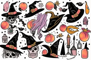 witch with peach tattoo idea