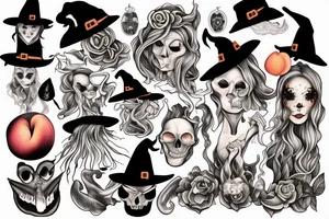 witch with peach tattoo idea