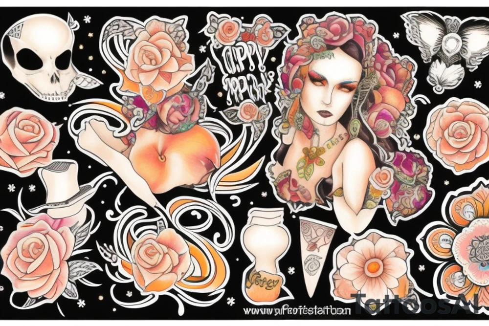 Gypsy with peach tattoo idea