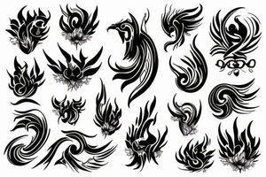 black fenix with flover shadow fire tattoo idea