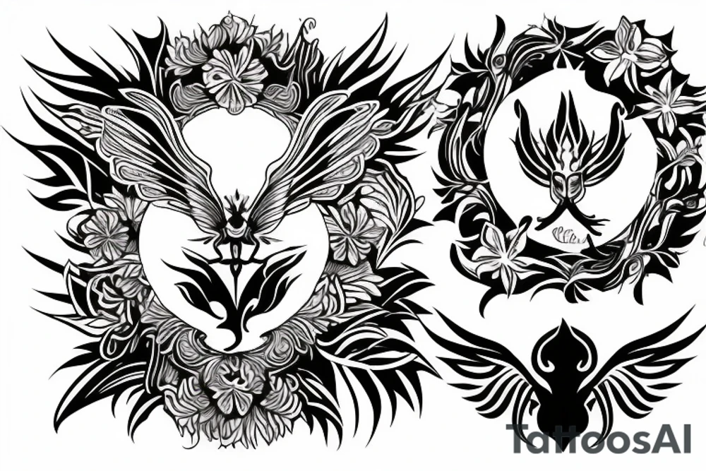 fenix with flover shadow fire tattoo idea