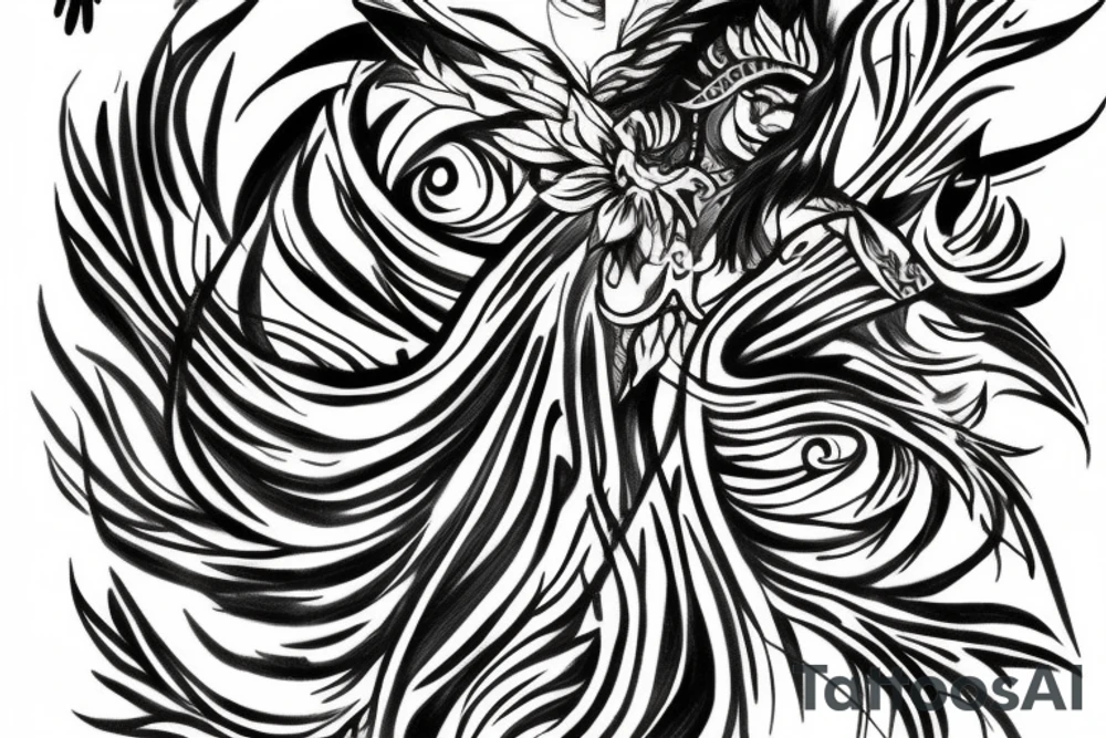 fenix with flover shadow fire tattoo idea