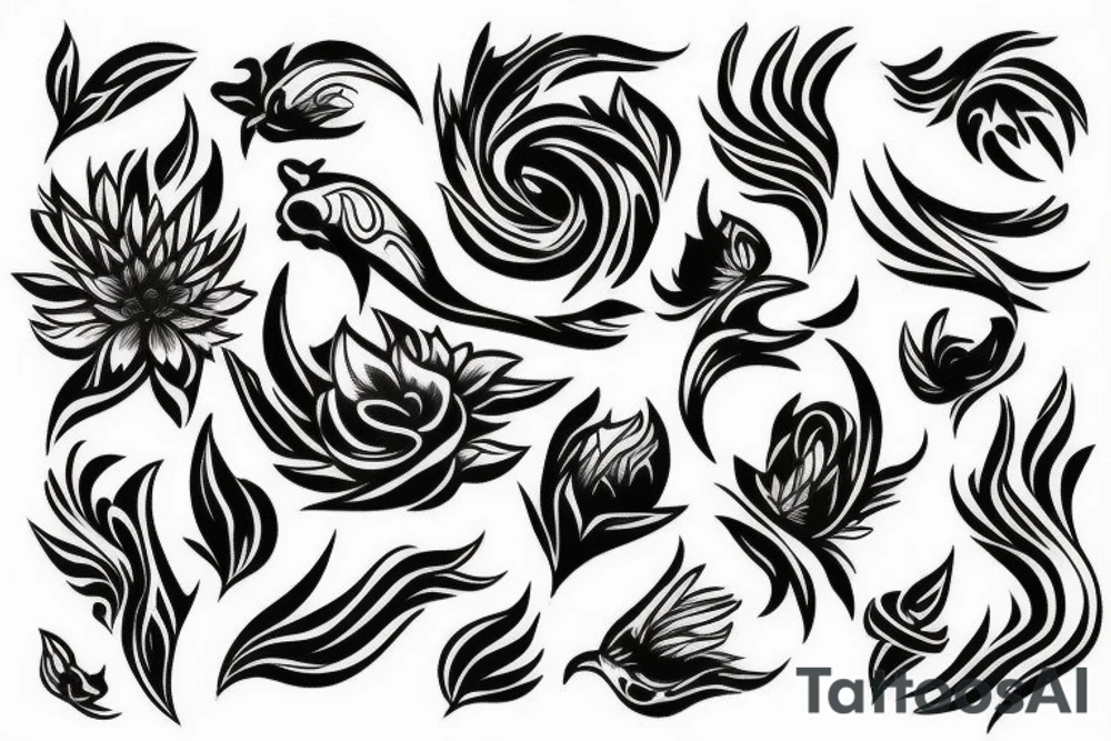 fenix with flower shadow fire tattoo idea