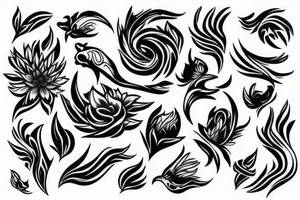fenix with flower shadow fire tattoo idea