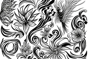 fenix with flower shadow fire tattoo idea