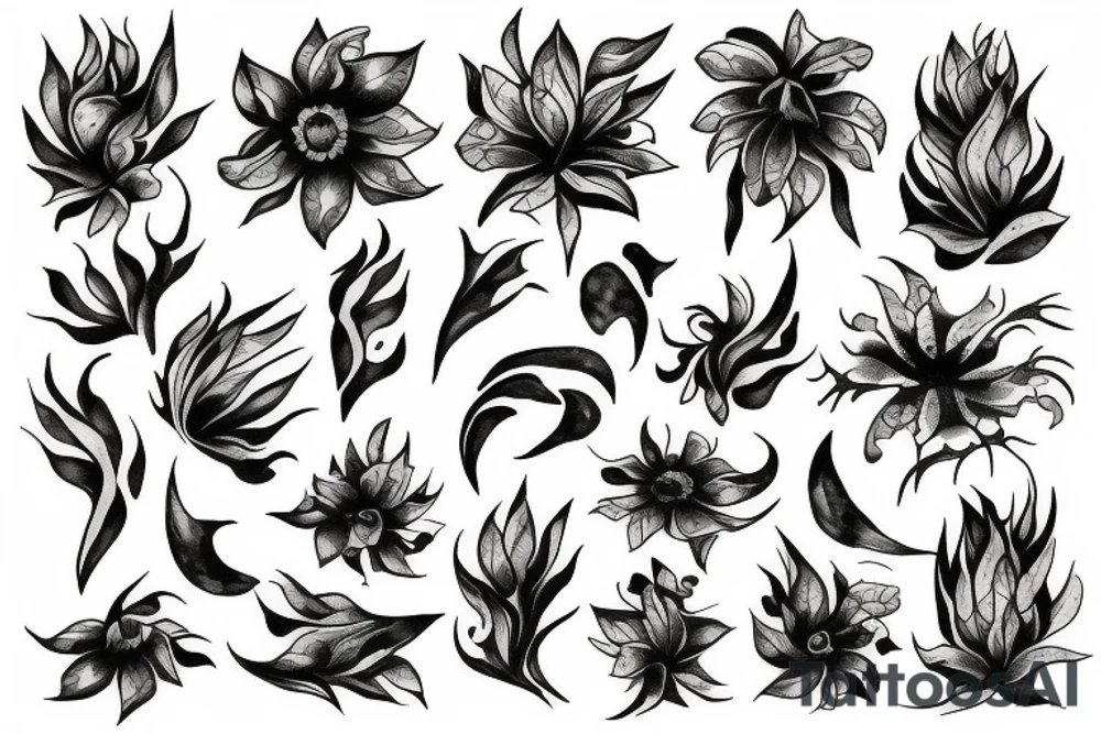 fenix with flower shadow fire tattoo idea