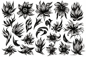 fenix with flower shadow fire tattoo idea
