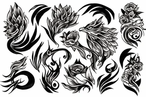 fenix with flower shadow fire tattoo idea