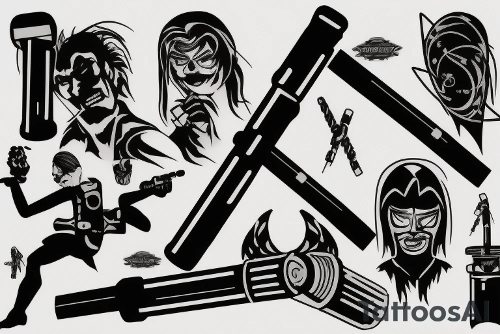 Two parallel lightsabers tattoo idea